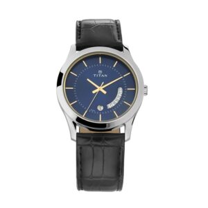 Titan-1823SL01-Men-s-WatchBlue-Dial-Black-Leather-Strap-Watch