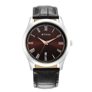 Titan-1823SL03-Men-s-WatchBrown-Dial-Black-Leather-Strap-Watch