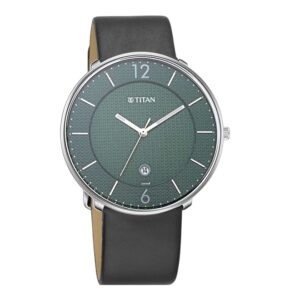 Titan-1849SL02-Mens-Watch-Green-Dial-Black-Leather-Strap-Watch-