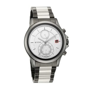 Titan-1870KM01-Mens-Watch-Silver-Dial-Silver-Black-Stainless-Steel-Strap-Watch-