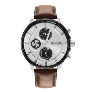 Titan-1873KL01-Mens-Maritime-Watch-with-White-Dial-Brown-Leather-Band
