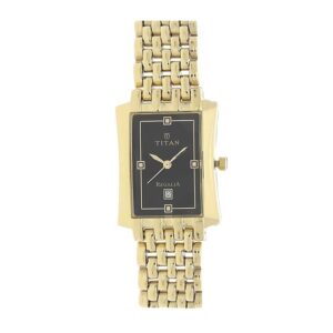 Titan-1927YM06-Men-s-WatchBlack-Dial-Gold-Stainless-Steel-Strap-Watch