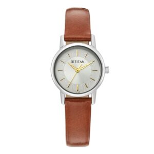 Titan-2593SL04-WoMens-Watch-Silver-Dial-Tan-Leather-Strap-Watch-