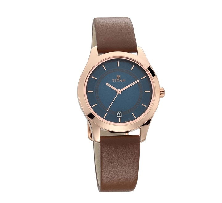 Titan 2596WL03 Womens Watch Blue Dial Brown Leather Strap Watch. Buy Online in Bahrain Dukakeen