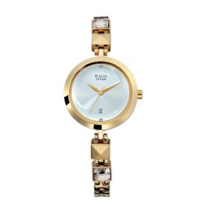 Titan-2606YM01-WoMens-Watch-Raga-Silver-Dial-Gold-Stainless-Steel-Strap-Watch-