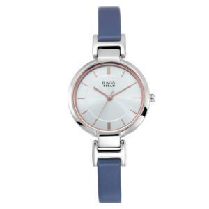 Titan-2608SL01-WoMens-Watch-Raga-Silver-Dial-Blue-Leather-Strap-Watch-