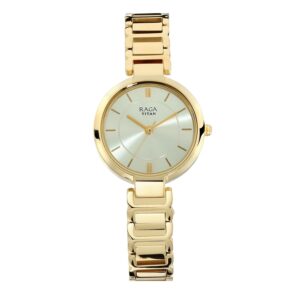 Titan-2608YM01-WoMens-Watch-Champagne-Dial-Gold-Stainless-Steel-Strap-Watch-