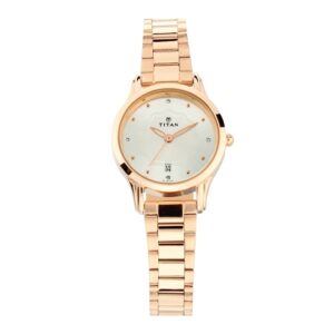 Titan-2628WM01-WoMens-Watch-Silver-Dial-Rose-Gold-Stainless-Steel-Strap-Watch-