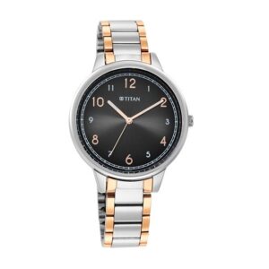 Titan-2648KM02-WoMens-Watch-Black-Dial-Silver-Rose-Gold-Stainless-Steel-Strap-Watch-