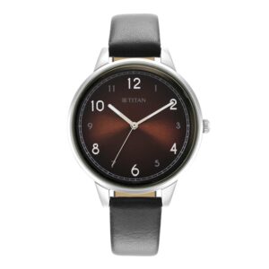 Titan-2648SL05-WoMens-Watch-Brown-Dial-Black-Leather-Strap-Watch-