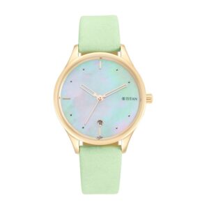 Titan-2670WL04-WoMens-Watch-White-Dial-Green-Leather-Strap-Watch-