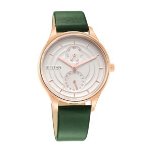 Titan-2670WL05-Womens-Neo-Workdays-Watch-with-Silver-Dial-Green-Leather-Band
