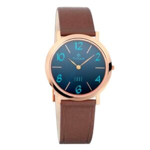 Titan-679WL05-WoMens-Watch-Edge-Blue-Dial-Brown-Leather-Strap-Watch-