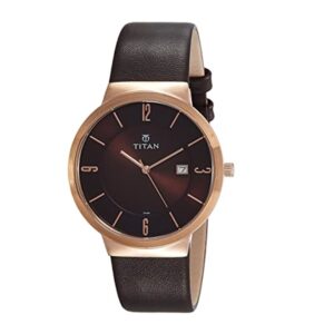 Titan-90053WL01-Mens-Watch-Brown-Dial-Black-Leather-Strap-Watch-