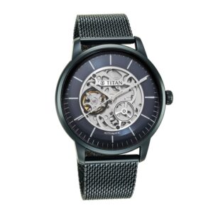 Titan-90110QM01-Mens-Mechanical-Watch-Collection-Blue-Dial-Blue-Mesh-Band