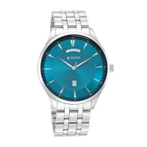 Titan-90127SM01-Mens-Watch-Blue-Dial-Silver-Stainless-Steel-Strap-Watch
