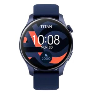 Titan-Talk-90156AP04-Smart-Watch-with-Blue-Silicone-Strap-BT-Calling-AI-Voice-Assistant-Amoled-Display