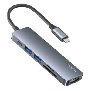 YESIDO 6-in-1 Aluminium Alloy USB-C Multiport Hub Adapter with 4K HDMI & Card Reader, Grey HB11