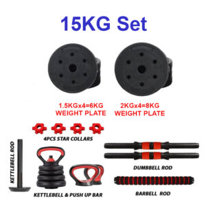 15KG Dumbbell set with kettlebell multifunctional