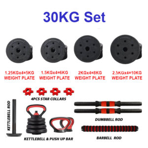 30KG Dumbbell set with kettlebell multifunctional