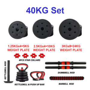 40KG Dumbbell set with kettlebell multifunctional