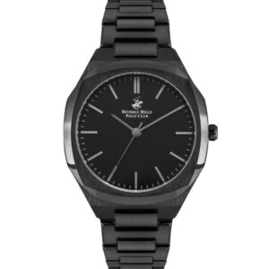 Beverly Hills Polo Club Men's Analog Watch, Black Dial Stainless Steel Black Strap, BP3023X.650