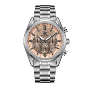 Beverly Hills Polo Club Men's Watch Analog Brown Dial with Silver Stainless Steel Band, BP3698X.340