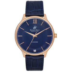 Beverly Hills Polo Club Men's Watch, Blue Dial & Blue Leather Strap, BP3308X.499