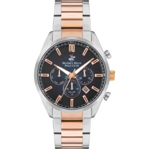 Beverly Hills Polo Club Men's watch, Black Dial, Two Tone Stainless Steel Strap, Wrist Watch,BP3502X.590