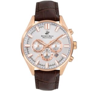 Beverly Hills Polo Club Men's watch, Silver Dial, Brown Leather Strap, Wrist Watch,BP3504X.432