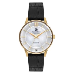 Beverly Hills Polo Club Men's watch, Silver Dial,Black Leather Strap, Wrist Watch,BP3310X.121