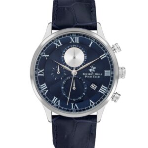Beverly Hills Polo Club Men's watch,Dark Blue Dial, Dark Blue Leather Strap Wrist Watch, BP3371X.399