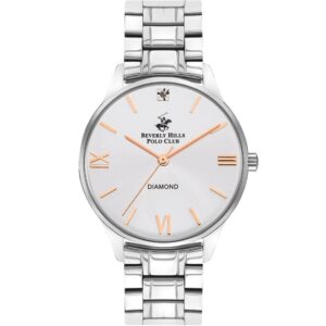 Beverly Hills Polo Club Women's Analog Watch, Silver Dial & Silver Stainless Steel Strap, BP3230X.330