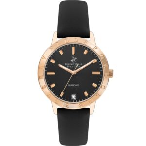 Beverly Hills Polo Club  Women's watch, Black Dial, Black Leather Strap, Wrist Watch,BP3387C.451