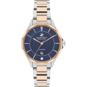 Beverly Hills Polo Club  Women's watch, Dark Blue Dial, Two Tone Stainless Steel Metal Strap Wrist Watch,BP3376X.590