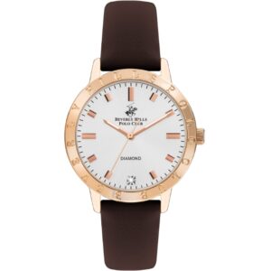 Beverly Hills Polo Club  Women's watch, Silver Dial,Brown Leather Strap, Wrist Watch,BP3387C.422