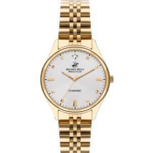 Beverly Hills Polo Club  Women's watch, White Dial, Gold Stainless Steel Strap, Wrist Watch,BP3390C.130