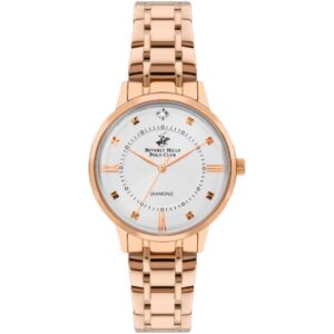 Beverly Hills Polo Club  Women's watch, White Dial, Rose Gold Stainless Steel Strap, Wrist Watch,BP3388C.430