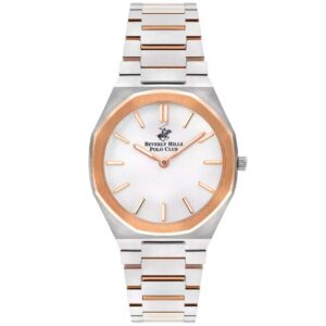 Beverly Hills Polo Club  Women's watch, White Dial, Two Tone Stainless Steel Metal Strap Wrist Watch,BP3374X.530