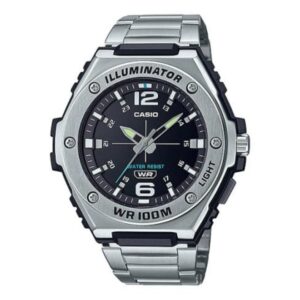Casio Men's Watch Analog Black Dial With Silver Stainless Steel Band, MWA-100HD-1AVDF