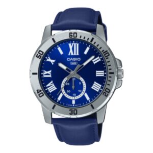 Casio, Men's Watch Analog, Blue Dial Blue Leather Band, MTP-VD200L-2BUD