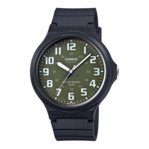 Casio, Men's Watch Analog, Green Dial Black Resin Band, MW-240B-3BVDF