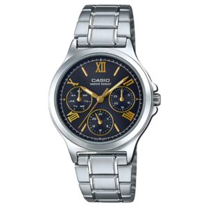 Casio Men's Watch, Black Dial Silver Stainless Steel Strap, MTP-V300D-1A2UD
