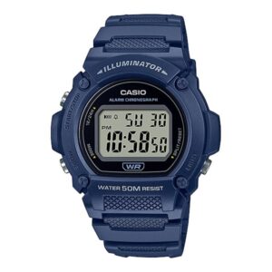 Casio Men's Watch Digital, Black Dial Blue Resin Strap, W-219H-2AVDF