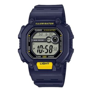 Casio Men's Watch Digital, Black Dial Blue Resin Strap, W-737H-2AVDF