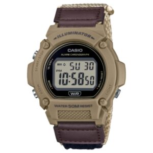 Casio, Men's Watch Digital, Black Dial Brown Cloth Band, W-219HB-5AVDF