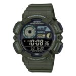 Casio Men's Watch Digital Black Dial With Green Resin Band, WS-1500H-3BVDF
