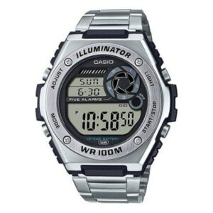 Casio,Men's Watch Digital, Grey Dial Silver Stainless Steel Band, MWD-100HD-1AVDF