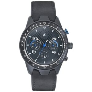 Fastrack, Men's Watch All Nighters Collection Analog, Black Dial Black Leather Band, 3196AP02