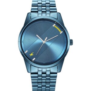 Fastrack Men's Watch Stunners Collection, Blue Dial Blue Metal Strap, 3277QM01